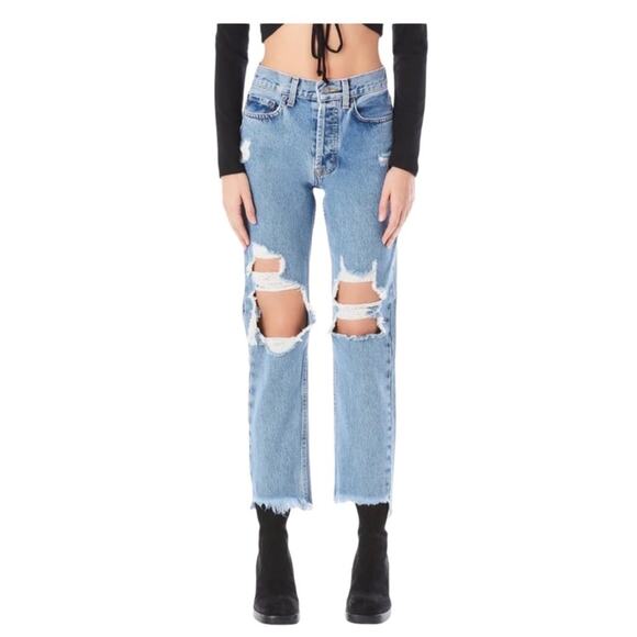 CARMAR Emelia Straight Leg Jean Women Sz 28 Blue Distressed Gorpcore Grunge Boho - Picture 1 of 11